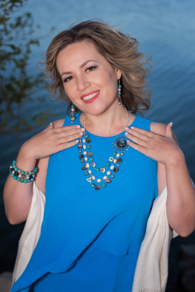 Irina Designs jewellery shown on a model