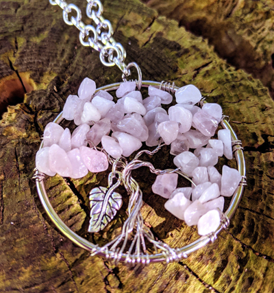 Rose Quartz Tree of Life pendant
